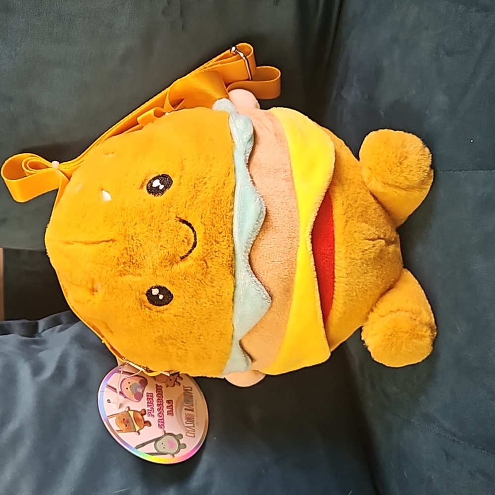 Cheeseburger plush crossbody bag zipper pouch